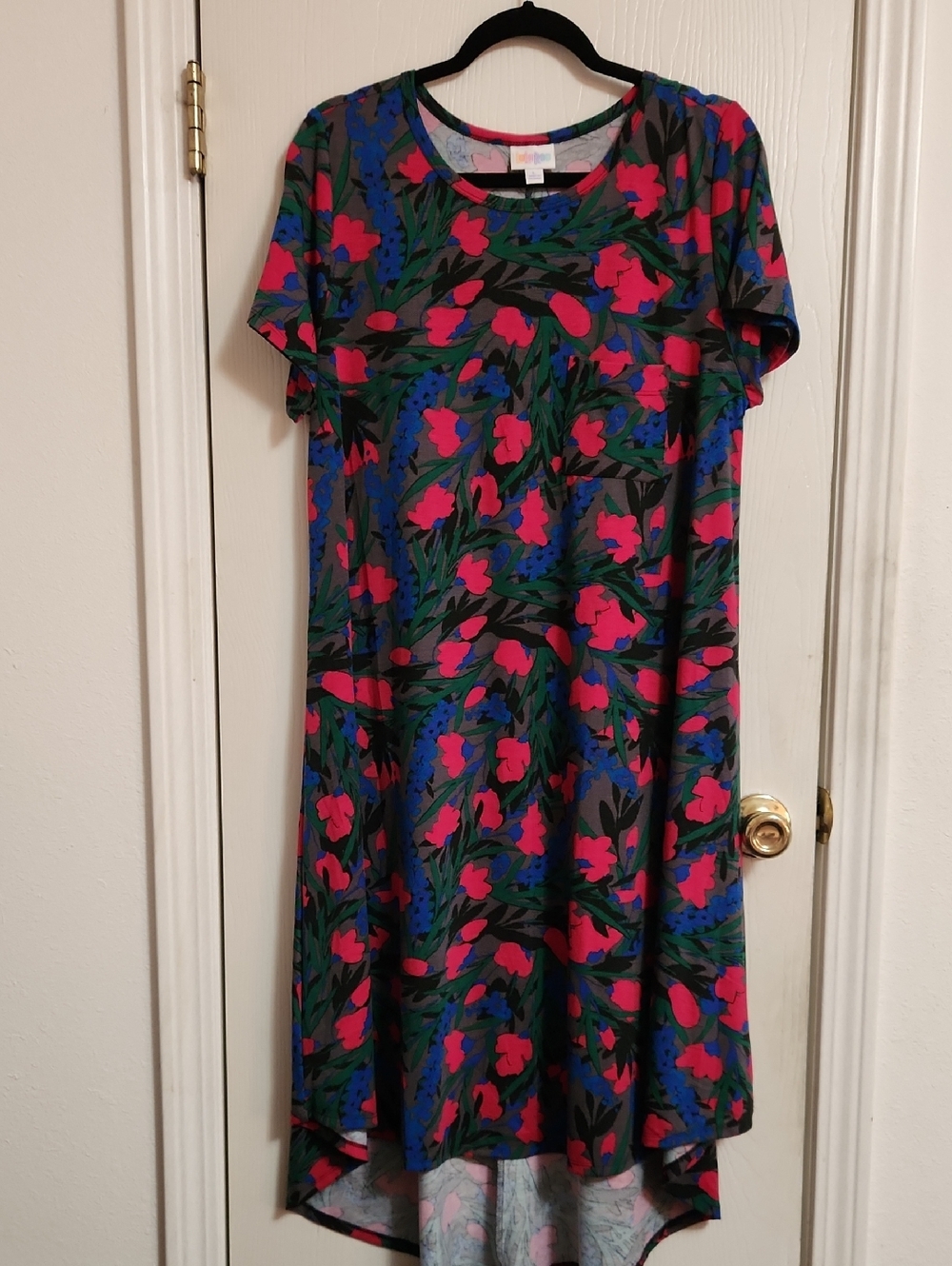 LuLaRoe Floral Hi-Low Dress in Pink, Blue & Green